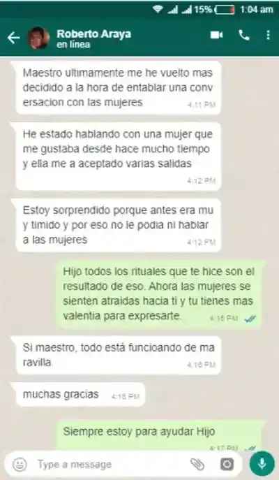 Testimonio WhatsApp 3 — Brujos en Chile
